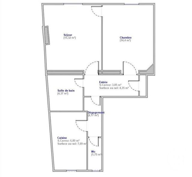 Appartement F2 à vendre - 2 pièces - 49.58 m2 - PARIS - 75015 - ILE-DE-FRANCE - Century 21 Immoside Lecourbe Vaugirard